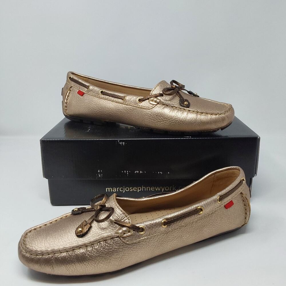Marc Joseph New York Cypress Hill Gold Grainy Leather Driving Loafers US 9.5